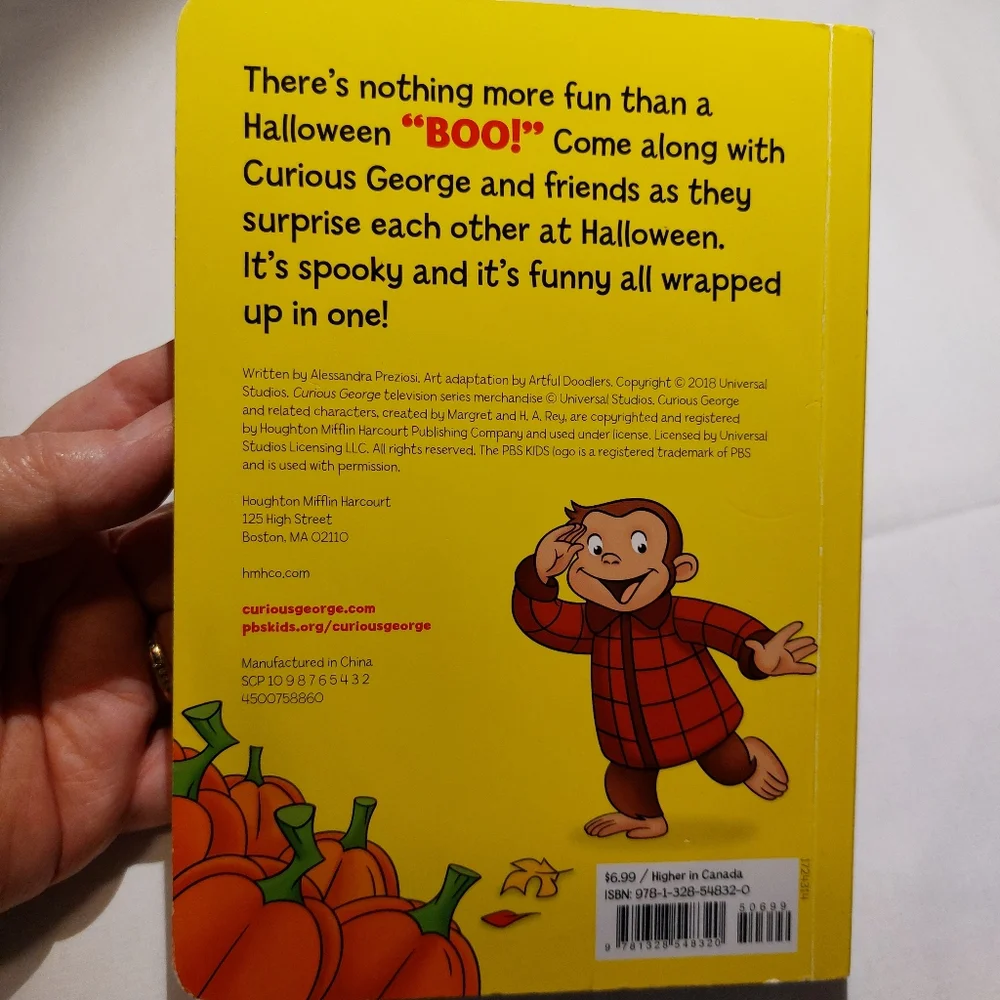 Bundle of 2 Toddler Board Books Curious George and 1 2 3 Boo NWT Fall Halloween